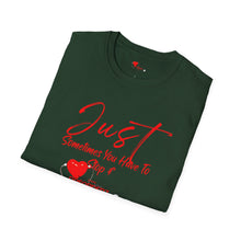 Load image into Gallery viewer, "JUST BREATHE" Unisex Softstyle T-Shirt RED LETTERING
