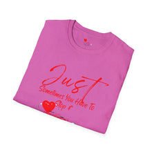 Load image into Gallery viewer, "JUST BREATHE" Unisex Softstyle T-Shirt RED LETTERING