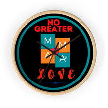 Load image into Gallery viewer, NO GREATER LOVE BLACK w/BLUE CIRCLE Wall clock