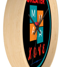 Load image into Gallery viewer, NO GREATER LOVE BLACK w/BLUE CIRCLE Wall clock