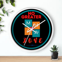 Load image into Gallery viewer, NO GREATER LOVE BLACK w/BLUE CIRCLE Wall clock
