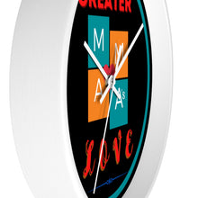 Load image into Gallery viewer, NO GREATER LOVE BLACK w/BLUE CIRCLE Wall clock