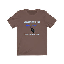 Load image into Gallery viewer, TELL'EM UNC Unisex RISE ABOVE THE LABEL BLK TAG Short Sleeve Tee