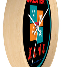 Load image into Gallery viewer, NO GREATER LOVE BLACK w/BLUE CIRCLE Wall clock