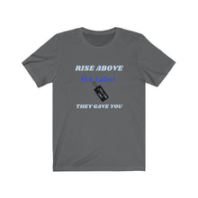 Load image into Gallery viewer, TELL'EM UNC Unisex RISE ABOVE THE LABEL BLK TAG Short Sleeve Tee